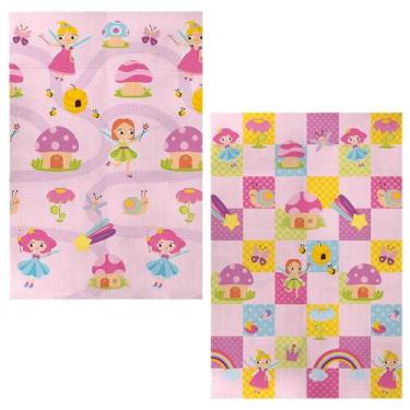 Imagem de Tapete Infantil Dobrável Dupla Face Emborrachado Fadinhas 120X180CM Bu