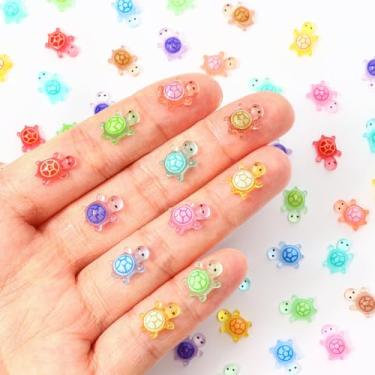 Imagem de VICROIC 200 peças mini tartarugas de resina, estatuetas luminosas de tartaruga em miniatura, pequenos animais de tartaruga marinha que brilham no escuro para casa de bonecas, aquário, decorações de