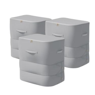 Imagem de Organizador de autocompressão com economia de espaço, bolsa de armazenamento de grande capacidade com zíper de 3 camadas 2025, tecido de cetim grosso, sacos resistentes para edredom, cobertores de