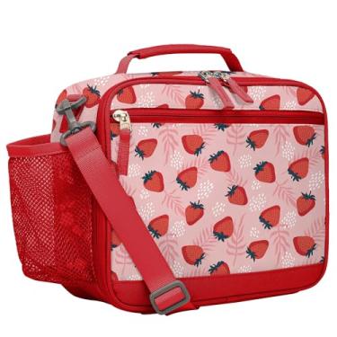 Imagem de Choco Mocha Lancheira de morango - para crianças, escola, crianças pequenas e pré-escolares, alça de ombro, rosa