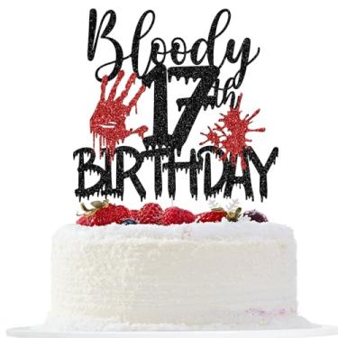 Imagem de Bloody 17th Birthday Cake Topper, Happy 17th Birthday Cake Decorations, Have a Killer Birthday, Halloween Zombie Vampire 17th Bday Party Decorations, Black and Red