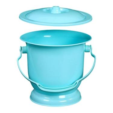 Imagem de KiBcsLic Mictório portátil para homens, vaso sanitário noturno com balde coberto, cuspidor com tampa para quarto, adultos e crianças mais velhas, Azul