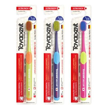 Imagem de TOYADENT PRO Escova de Dente Adulto Macia, 6 Cores Disponíveis, Ultra Fina Limpeza Dental, Suave para Gengivas Sensíveis Profissional (Verde Limo+Roxo+Rosa(3 unidades))