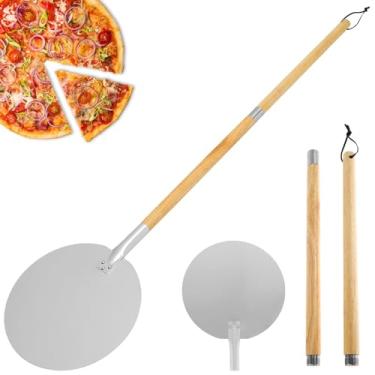Imagem de Casca de pizza perfurada de 127 cm - descascador profissional de alumínio para virar pizza - espátula de metal de cabo longo para uso interno e externo - Espátula de pizza leve e antiaderente