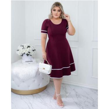 Imagem de Vestido Evangélico Feminino Midi Godê Festa Igreja Barato Oferta Ataca