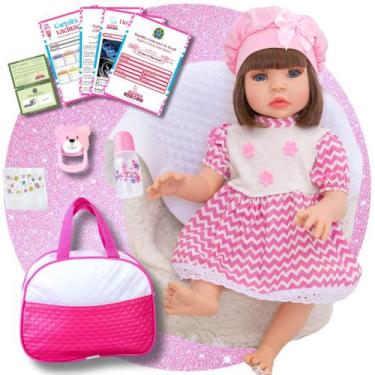 Imagem de Boneca Bebê Reborn Realista 100% Silicone Bolsa Maternidade Vestido Li
