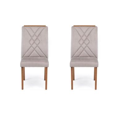 Imagem de Kit 2 Cadeiras para Sala de Jantar com Pés em Madeira Natural Megan - caixa com 2 Unidade - Natural/Cinza