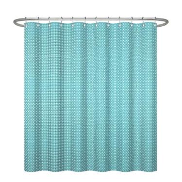 Imagem de ggaimwf Cortina de chuveiro de cor sólida de 91 cm x 182 cm para banheiro Waffle de tecido resistente à água Tiffany Blue Cortina grossa moderna para box de chuveiro com ganchos de metal