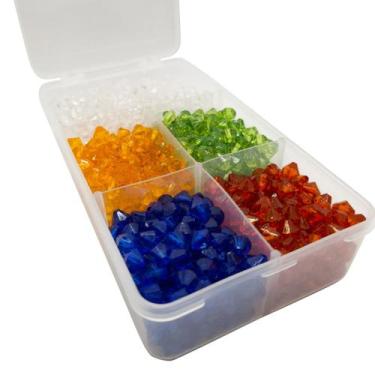 Imagem de Kit Miçanga Passante Balão Facetado Acrílico 8mm 5 Cores 250pçs 125g +