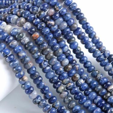 Imagem de 76 peças 5 x 8 mm Pedra Natural Azul Sodalita Rondelle Espaçador Contas Soltas Disco Ábaco Pedra Redonda Solta Contas de Pedra Preciosa para Fazer Joias Colar Pulseira DIY