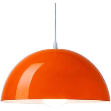 Imagem de Luminária Pendente Moderna Lâmpada Pingente Industrial E27 Abajur Retrô Luminária Suspensa Suspensão Ajustável Fio Lustre De Metal Para Cozinha Ilha Sala De Estar Sala De J, Orange, 11.8in