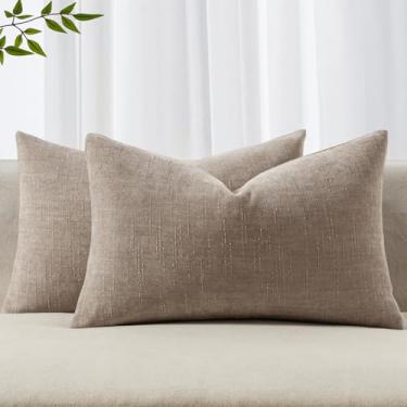 Imagem de MIULEE Pacote com 2 capas de almofada decorativas macias de chenille com detalhes lombares, capas de almofada texturizadas sólidas para sofá, quarto, sala de estar, 50 x 30 cm, cinza-claro