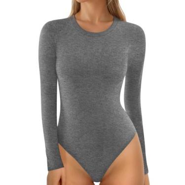 Imagem de Camisetas femininas de manga comprida com gola redonda Bodysuit MANGOP