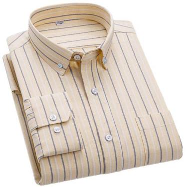 Imagem de Camisa masculina Cromoncent de manga comprida Oxford 100% algodão trig