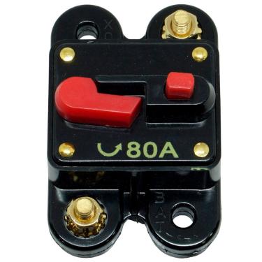 Imagem de Disjuntor Automotivo 80A Proteção Som Bateria Fusível Resetável Liga Desliga Svart 0758