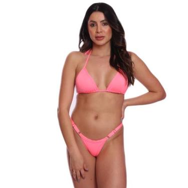 Imagem de Biquíni Conjunto Regulagem Cortinha Bojo Fio Duplo FMF Rosa, Rosa, M