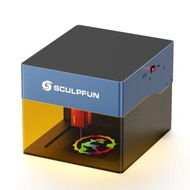 Imagem de SCULPFUN Icube Pro Max 10W Mini Gravador A Laser, Gravador A Laser Portátil De Alta Velocidade E Máquina De Corte Com Filtro De Fumaça E Alarme De Temperatura Para Madeira, Metal, Acrílico, Couro