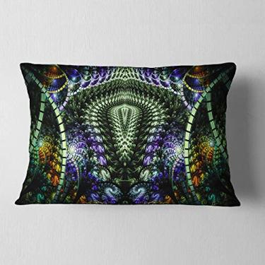 Imagem de Designart Estampa Fractal Colorida Exclusiva para Sala de Estar, Sofá, Almofada de Alta Qualidade + Capa de Almofada Estampada em ambos os lados 30,5 x 50,8 cm