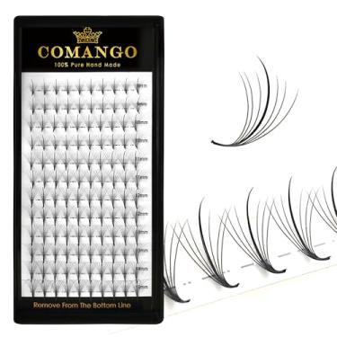 Imagem de CoMango Wispy Pré-fabricados Extensões de cílios 5D 7D 9D Spikes Lash Fans C/D Curly Pointy Stem Volume Extensões de cílios 0,07 mm Base fina Handmade Lash Extensions (preto, 120fans-7D-C-Mix8-15mm)