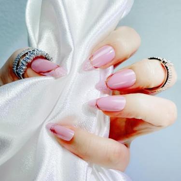 Imagem de Nailsculpt Unhas postiças com base de amêndoa nude com listras douradas e glitter prateado| Qualidade de salão | Kit de 24 unhas - 12 tamanhos com 48 abas de geleia | Unhas postiças reutilizáveis