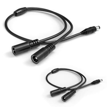 Imagem de DC Power 1 macho para 2 fêmeas 5,5 mm x 2,1 mm cabo divisor de fonte de alimentação CC para câmera de vigilância, cabo adaptador divisor Y, cabo Y bidirecional para fita de LED, câmera de segurança
