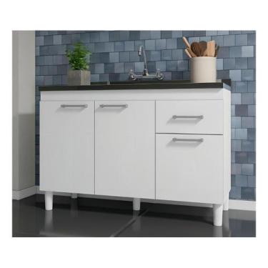 Imagem de Balcão de Cozinha Pia de 120cm Sem Tampo Suiça POP SHARK MOVEIS 3 Port