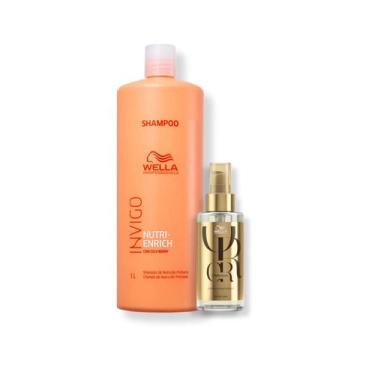 Imagem de Kit Wella - Shampoo 1L Nutri-Enrich + Óleo Capilar 100ml Oil Reflectio