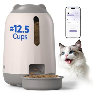 Imagem de PAPIFEED Alimentador automático para gatos, 2,4 G WiFi dispensador automático de comida para gatos com controle de aplicativo, alimentador automático 3L para animais de estimação com fonte de