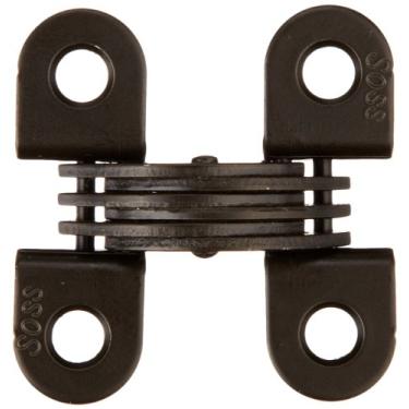 Imagem de SOSS Dobradiça invisível de zinco 314 com furos para aplicações de metal, tipo de montagem de armário de metal, acabamento exterior preto E-coat (pacote com 2)