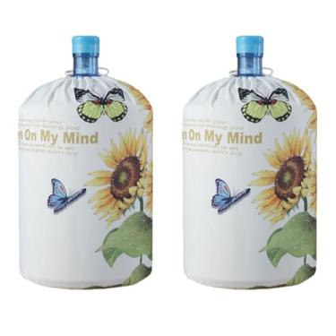 Imagem de Alunsito 2 peças de tampas de garrafa de água, tampa de pó de barril de dispensador de água de girassol, protetor de balde de água altamente elástico, manga balde reutilizável para 5 galões