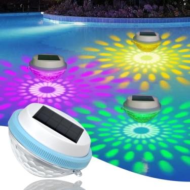 Imagem de Byepoui Luz solar flutuante para piscina, LED RGB que muda de cor, decoração de piscina à prova d'água, iluminação multicolorida (pacote com 2)