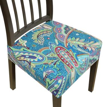Imagem de Capas de cadeira de jantar, capas de assento para cadeiras de sala de jantar, conjunto de 6, capas elásticas para cadeira de cozinha, capa removível lavável para cadeira de sala de jantar, protetor de