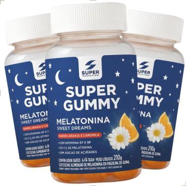 Imagem de Kit 3 Melatonina 180 Gomas Super Gummy Sleep Sabor Laranja e Camomila 