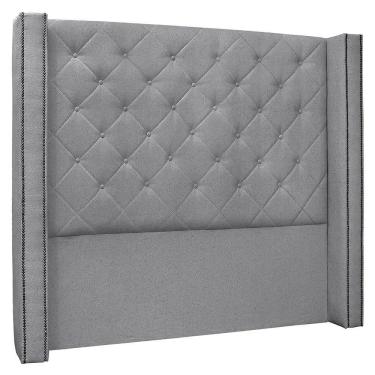 Imagem de Cabeceira Casal King Cama Box 195cm Louise S06 Linho Cinza - Mpozenato
