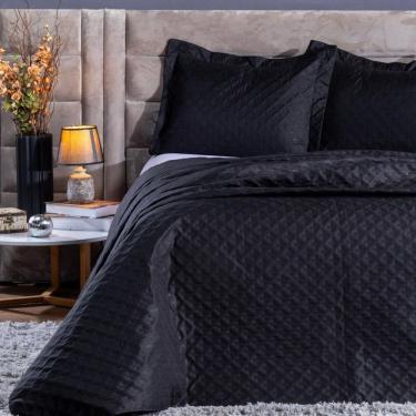 Imagem de Colcha Cobre Leito Casal King Size 3 Peças 200 Fios Preto