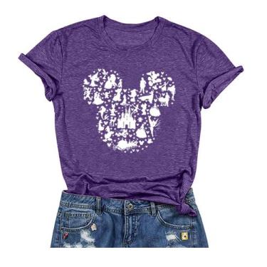 Imagem de Camiseta feminina Ditcnolar Magic Kingdom Castle Fairy roxa GG