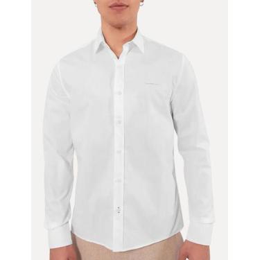 Imagem de Camisa Calvin Klein Jeans Regular Plain Grey Logo Branca, S/P