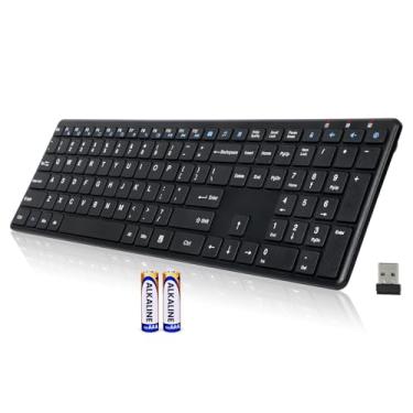 Imagem de INFINMIND Teclado sem fio 2,4 G USB externo silencioso sem fio, ultrafino, teclado de tamanho completo com teclado numérico, bateria de longa duração para computador, desktop, laptop, Smart TV e Mac,