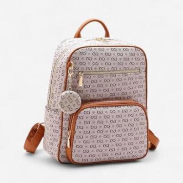 Imagem de Mochila Feminina Chenson Monograma Elegance Bege-Feminino
