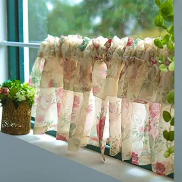 Imagem de QLDFX Cortina curta de cozinha, cortina de voile de cozinha, cortina curta estilo country, cortina de bistrô, cortina de café, cortina transparente para sala de estar, quarto, cozinha, 1 peça, 150 x