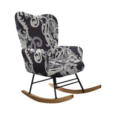Imagem de CRFATOP 1 capa para cadeira de balanço de berçário impressa para cadeira de balanço estofada para poltrona de banquete capa protetora de móveis para sala de estar, quarto, escritórios, A24