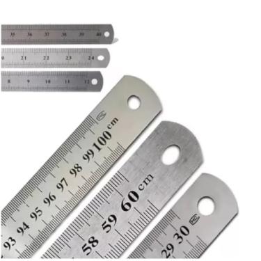 Imagem de Régua de Aço Inox Metal Com Medidas Em Centímetros E Milímetros - 3 tamanhos (30 cm)