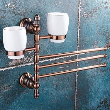 Imagem de Toalheiros, conjunto de ferragens de banheiro conjunto de toalheiro rosa bronze marrom, barra de toalha, suporte de papel higiênico, toalha, kit de acessórios de banheiro montado na parede/dois copos