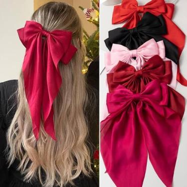 Imagem de Conjunto de laços e clipes de cabelo FDBjulyy Satin para mulheres: 5 p