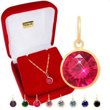 Imagem de Pingente Ouro 18k Ponto De Luz 6mm - Paulistana Joias, Vermelho rubi