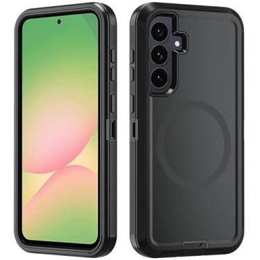 Imagem de Asuwish Capa de telefone para Samsung Galaxy A56 5G com protetor de tela de vidro temperado Capa magnética híbrida à prova de choque rígida protetora à prova de quedas acessórios resistentes A 56 56A