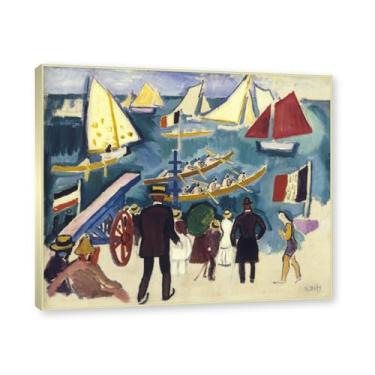 Imagem de NHLDZYH Moldura de champanhe. Raoul Dufy Prints, (The Regatta 6), pôster de viagem vintage, arte impressionista, imagem de arte de parede em tela para decoração de casa. 40 x 48 cm-15,7 x 18,9 pol