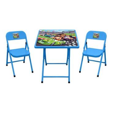 Imagem de Conjunto Mesa Dobrável Infantil Atividade Didática C/ 2 Cadeiras Em Aç