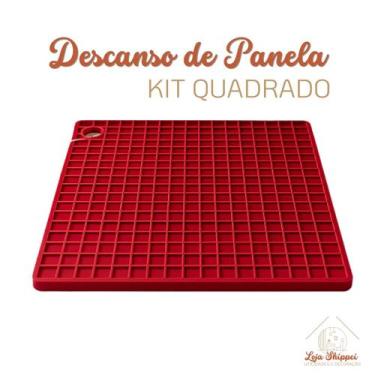 Imagem de Descanso De Panela Silicone Quadrado Cozinha Casa Utensílio 17x17cm - 