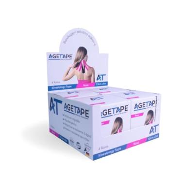 Imagem de Caixa 4 Rolos Agetape Kinesiology Tape - 7,5cm X 5m - Rosa